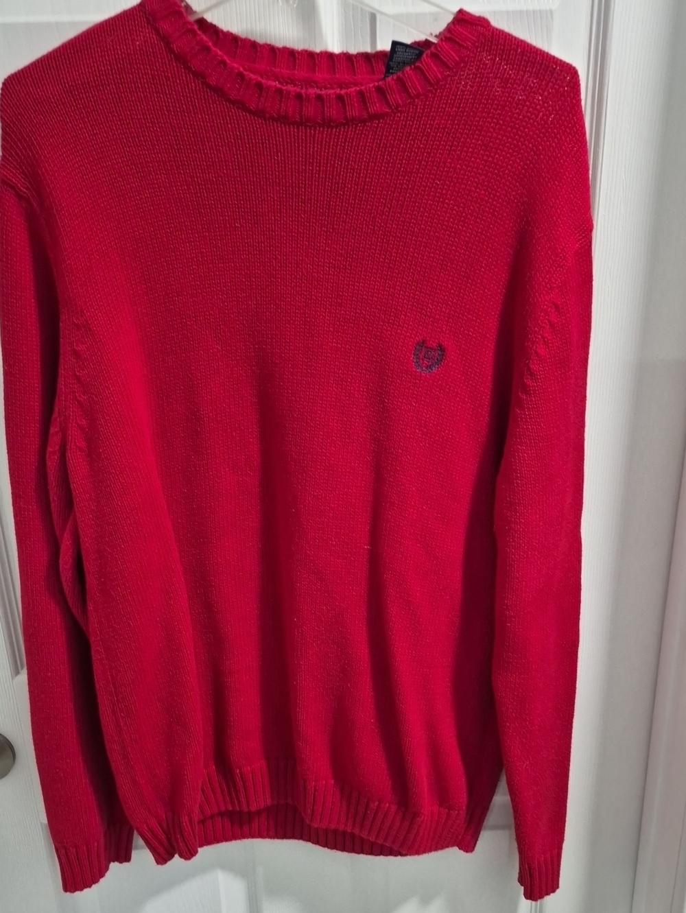 Chaps Red Men's Crewneck Sweater with Subtle Chest Emblem